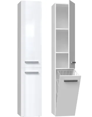 Produktbild von Badezimmerschrank Regal Korb Nel Iv Weiss Glänzend