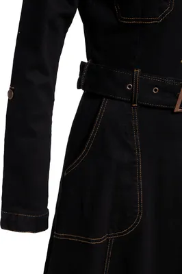 Produktbild von Queen Kerosin Workwear Swing Denim Damen Kleid (Black,XS)