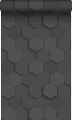 Zdjęcie produktu dla Origin Wallcoverings tapeta flizelinowa z ekoteksturą Motyw sześciokąta 3D czarnym 53 cm x 10.05 m