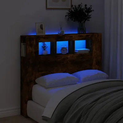 Produktbild von Cloris Designermöbel LED-Kopfteil Räuchereiche 120x18,5x103,5 cm Holzwerkstoff 2024 Neu