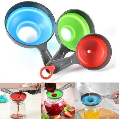 Produktbild von Famanu Küchentrichter Set 3-teilig - Silikon faltbare Trichter für Einmachgläser