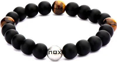 Produktbild von Herren Edelstahl Armband mit Onyxperlen und Tigeraugenholz