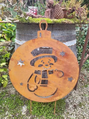 Produktbild von Edelrost Christbaumkugel Schneemann zum Stecken