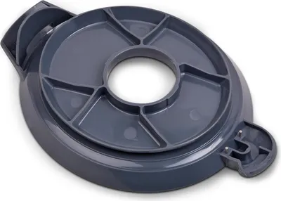 A gray plastic lid for a kitchen appliance is shown on a white background.