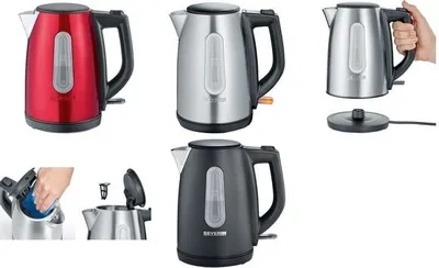 Produktbild von Severin WK 9553, 1 l, 2200 W, Schwarz, Kunststoff, Edelstahl, Wasserstandsanzeige, Überhitzungsschutz