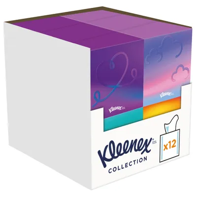Produktbild von Kleenex Kosmetiktücher Taschentücher Boxen 3-lagig Collection Würfel 12 x 48 St.