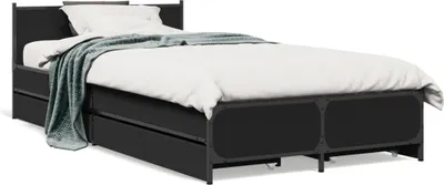 Obrázok produktu pre Maison Exclusive - Posteľný rám so zásuvkami čierny 75x190 cm kompozitné drevo