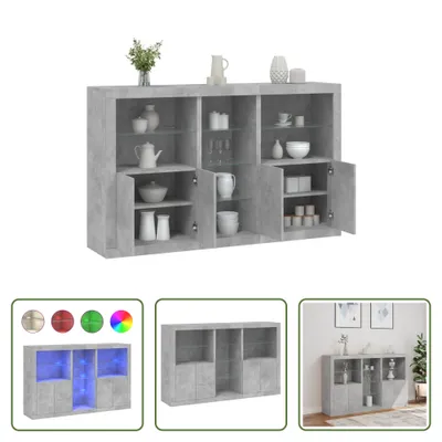 Produktbild von The Living Store Sideboard mit LED-Leuchten Betongrau 162x37x100 cm