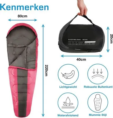 Productafbeelding van Famanu slaapzak 300 GSM - Waterafstotend, geschikt voor alle seizoenen, 220x80 cm
