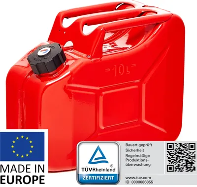 Produktbild von BW® Kraftstoffkanister Metall Benzinkanister 10 Liter mit Schraubverschluss - Rot RAL 3000 - UN-Zulassung - Hergestellt in Europa