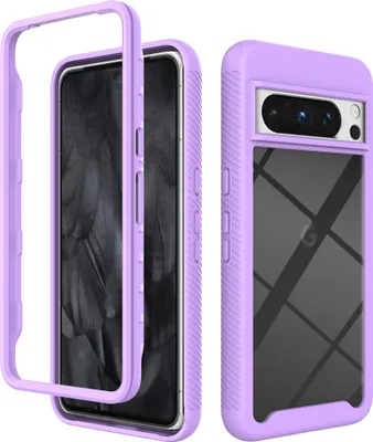 Image de Coque Google Pixel 8 Pro, coque arrière transparente hybride, bumper TPU robuste, coque antichoc pour Google Pixel 8 Pro Violet