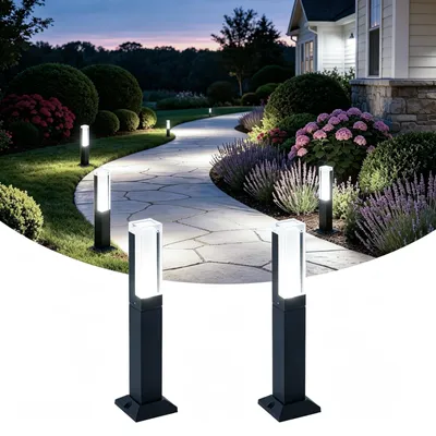 Image de 2 lampes de jardin LED, 6W, lampes sur pied pour l'extérieur, 60 cm, lumière blanche froide 6000K, étanches IP65