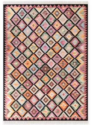 Image de Tapis Kelim Hanse Home Zara, tissé à la main, en laine et en coton, naturel, multicolore