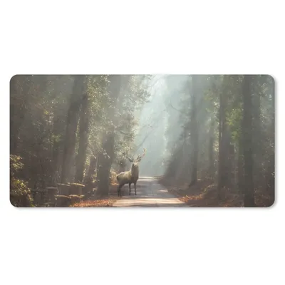 Produktbild von MuchoWow® Mauspad Mousepad Hirsche - Wald - Sonnenstrahlen 60x30 cm - Mousepads - Maus Mat - Pad - Mausunterlage - Nachhaltig