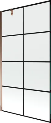 Obrázek produktu pro Mexen Next vanová zástěna 1 křídlo 100 x 150 cm, Černý vzor, Zlatorůžová - 895-100-000-00-77-60