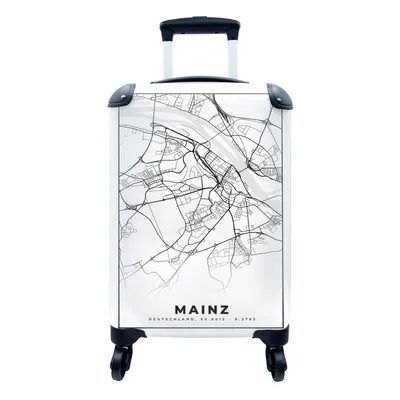 Produktbild von MuchoWow® Koffer Handgepäck Trolley Rollkoffer Kleine Reisekoffer mit 4 Rollen - Karte - Mainz - Stadtplan - Cabin Size < 55x40x23 cm & 55x40x20 cm - Fotokoffer - Kabinenkoffer - Boardgepäck - Reise-Box - Reisekoffer - Reisegepäck - Koffer mit Bild - Trolley für Kinder