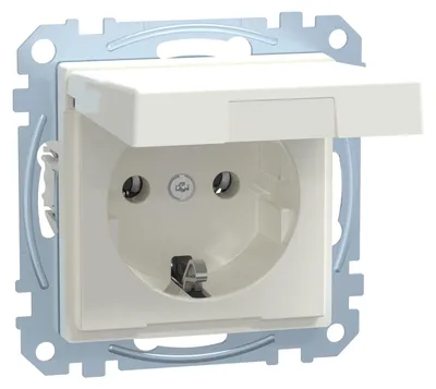 Produktbild von Merten SCHUKO-Steckdose StK MEG2311-0319 m.Klappdeckel polarweiß glänzend Sys.M