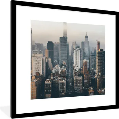 Produktbild von MuchoWow® Gerahmtes Poster New York - Skyline - Amerika 40x40 cm - Poster mit Schwarzem Bilderrahmen Wandposter Rahmen Foto Bilder - Poster - Plakat im Rahmen