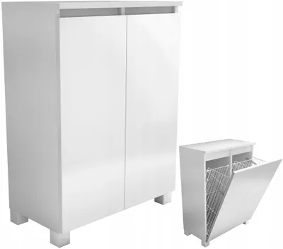 Zdjęcie produktu dla KOMODA ŁAZIENKOWA 60 z koszem kosz na pranie biały mat 60cm