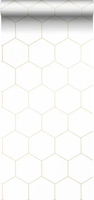 Obrázek produktu pro ESTAhome tapeta se vzorem včelí plástve bílá a zlatá - 139312 - 0,53 x 10,05 m