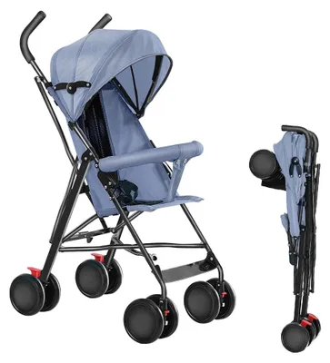 Imagen del producto de Cochecito para bebé, diseño ligero, respaldo ajustable, color azul