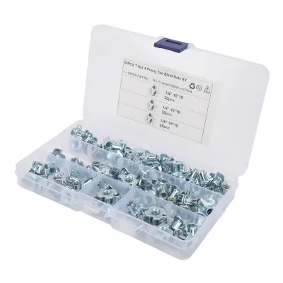 Produktbild von T-Mutter 4 Prong Tee Blind Nuts Kit,4 Pronged Tee Nut Assortment Kit,1/4 Zoll T Muttern,Pronged Tee Nut Kit,T Muttern Kit,T Muttern