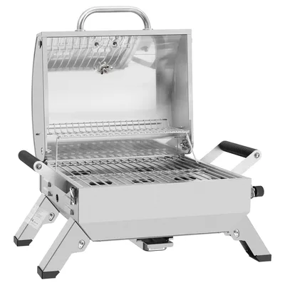 Produktbild von Royal Gourmet Tischgrill Tragbarer Gasgrill, Kompact Tisch-Gasgrill mit Zwei Griffen, Klappbaren Beinen, 3 kW Edelstahl BBQ Campinggrill Silber