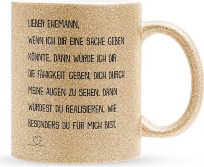Produktbild von 22Feels Glitzertasse Gold Ehemann Geschenk Erster Hochzeitstag Kaffeetasse Männer Hochzeitsjubiläum Ehepartner Valentinstag für Ihn Weihnachten Geburtstag Kaffeetasse Haferl Geschenkidee Bürotasse