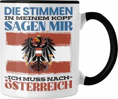 Produktbild von Trendation - Österreich Tasse Urlaub Heimat Geschenk Spruch Österreicher Austria Geschenkidee (Schwarz)