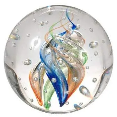 Traumball Briefbeschwerer, buntes Spiral-Motiv, Glas, 9,5 cm