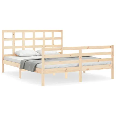 Produktbild von vidaXL Massivholzbett mit Kopfteil 160x200 cm
