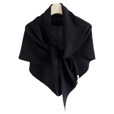 Produktbild von Dreieckstuch Damen 100% Wolle Einfarbig Dreiecksschal Warm Weich Schal 72×166cm, Schwarz