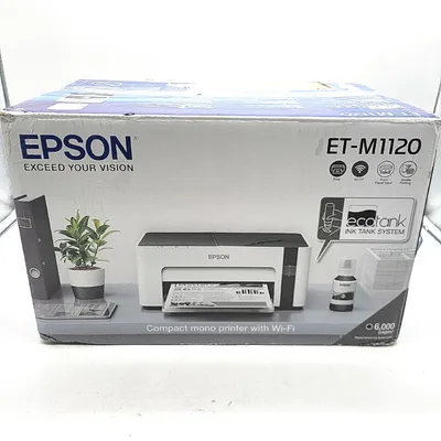 The image shows the retail packaging of an Epson EcoTank ET-M1120 printer.