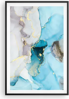 Produktbild von Gerahmtes Poster - Schwarzer Rahmen - Marmor Modern Blau - 61x91,5 cm - Wand Bild - Wanddeko - Wandbilder - Kunstposter - Wandposter - Bilderrahmen - Bilder - Kunstdruck - P2BPA61x91-4792