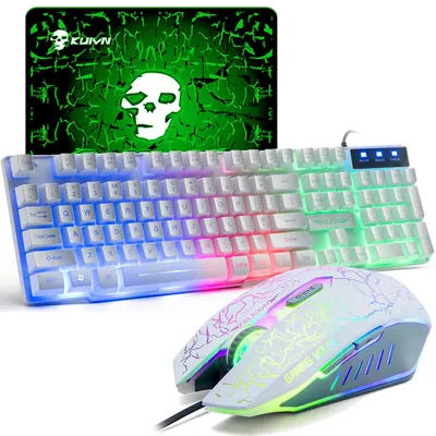 Productafbeelding van UK Layout Usb Gaming Toetsenbord en Muis Set, Wit