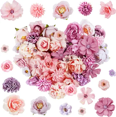 Produktbild von Kunstblumen 40 Stück, rosa und lila, für Torten und Feiern