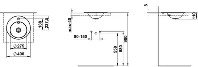 Zdjęcie produktu dla LAUFEN H517FM30001041 WC do zabudowy f. o. FORM 400x400x110