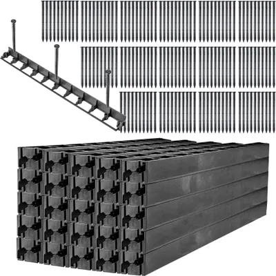 Produktbild von KADAX Rasenkante mit 150 Nägel "Raberg", Beeteinfassung aus Kunststoff mit Click-System, Schwarz, 58 mm, 50 Stück