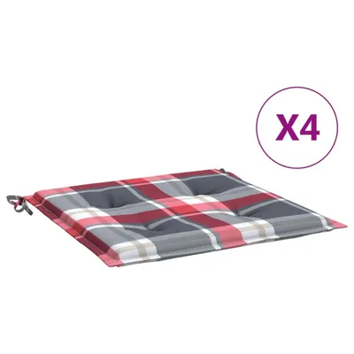 Obrázok produktu pre vidaXL Vankúše na záhradné stoličky 4ks. červený šachovnicový vzor 50x50x4cm Oxford tkanina