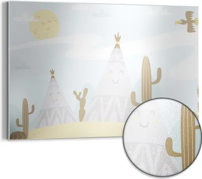 Produktbild von DEQORI Magnettafel Metall 90x60 cm 'Wüstenabenteuer' Whiteboard Pinnwand Magnetboard Büro