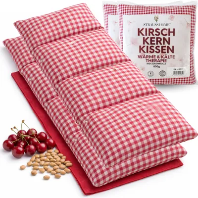 Produktbild von Kirschkernkissen 2er Pack Mikrowelle, Körnerkissen Mikrowelle, Kirschkernkissen Nacken Schulter, Baumwollstoff 50x20cm 2er ROT