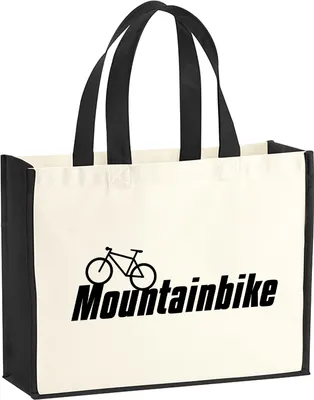 Produktbild von Huuraa Jutetasche Mountain Bike Fahrrad 21 Liter Black Jute und Baumwolle Einkaufstasche Geschenkidee