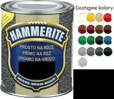 Zdjęcie produktu dla Hammerite – błyszczący lakier ochronny do metalu, czarny, 0,25 l
