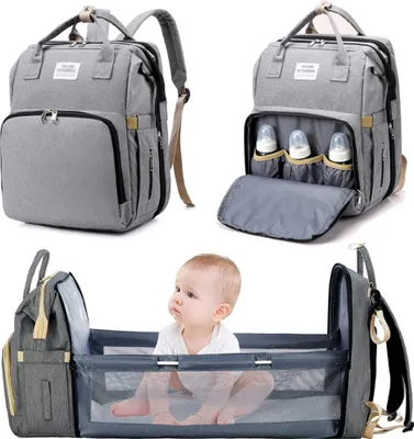 Produktbild von Baby Wickeltasche Rucksack,Diaper Backpack,Babytasche Reiserucksack mit Wickelauflage,Multifunktional Wasserabweisend Große Kapazität Wickelrucksack