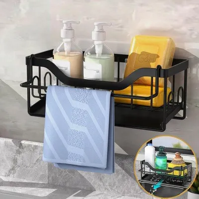 Obrázek produktu pro Černé kuchyňské organizéry s držákem na ručníky a odkládací plochou
