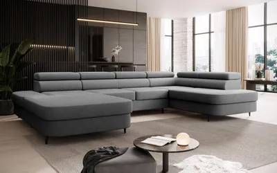 Produktbild von FurMeb24 ECKSOFA LUNA U - 350 x 203 cm vena 18 - mit schlaffunktion und bettkasten - rechte seite