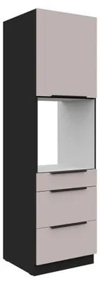 Produktbild von Küchen Hochschrank 60 cm ARONA Kaschmir beige + Schwarz matt Küchenzeile Küchenblock Küche