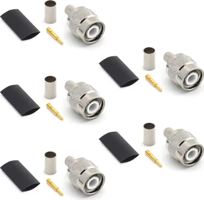 Obrázek produktu pro TNC Stecker LMR240 LMR-240 RG59U RG8X RG-8X RF-Koaxialkabelstecker vernickelt mit vergoldetem Stift (5er-Pack)