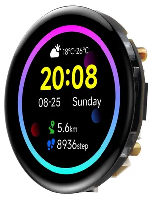 Productafbeelding van Waveshare ESP32-S3 ontwikkelingsbord met een rond AMOLED-scherm van 1,43 inch, resolutie 466x466, 16,7 miljoen kleuren en capacitief touchscreen. Het bord maakt gebruik van de ESP32-S3R8 chip met 2,4 GHz WiFi en Bluetooth BLE 5