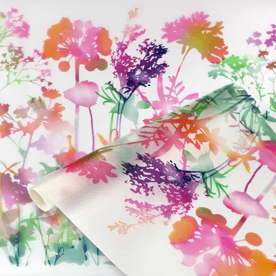 Produktbild von Selbsthaftend Fensterfolie 45x150 cm - Wiesenblumen - Sichtschutzfolie Fenster Milchglasfolie statisch haftend - Folie Fenster für Bad und Büro - Sichtschutz erhalten